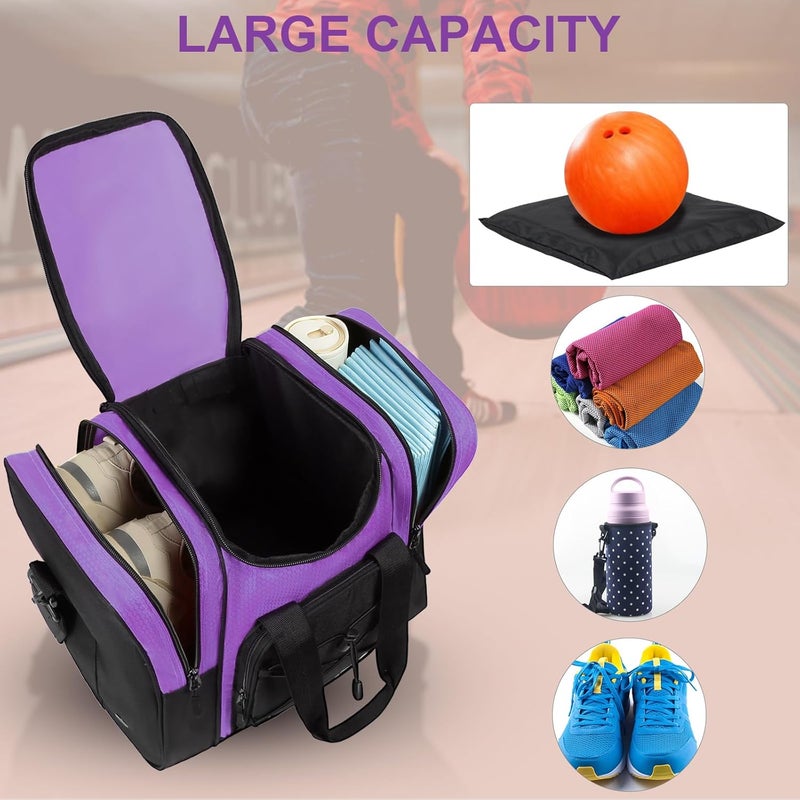 DAFISKY Bowling Ball Bag for Single Ball - Bowling Bag Tote for 1 Ball and Shoes with Padded Holder, 2 Pockets Fits Men & Women bowling Shoes Up To Mens Size 14 - Image 4